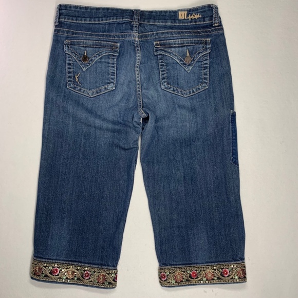 KUT Womens Jeans | Cropped Boho Upcycled | Hippie Festival | Burgundy Black | Si - Picture 11 of 12